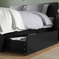 جعبه نگهداری تخت برای قاب تخت بلند ایکیا مدل IKEA MALM رنگ سیاه قهوه ای