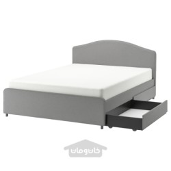 تخت روکش دار، 2 جعبه ذخیره سازی ایکیا مدل IKEA HAUGA رنگ خاکستری ویسل