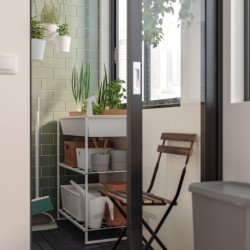 واحد قفسه بندی با ظرف ایکیا مدل IKEA JOSTEIN رنگ داخل/خارج/سفید سیمی