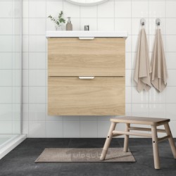 فرش حمام ایکیا مدل IKEA OSBYSJÖN رنگ خاکستری روشن-بژ