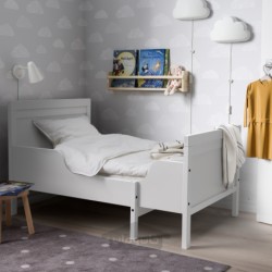 قاب تخت قابل گسترش با پایه تخت تخته ای ایکیا مدل IKEA SUNDVIK رنگ خاکستری