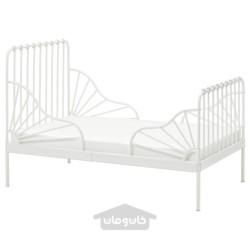 قاب تخت قابل گسترش با پایه تخت تخته ای ایکیا مدل IKEA MINNEN رنگ سفید