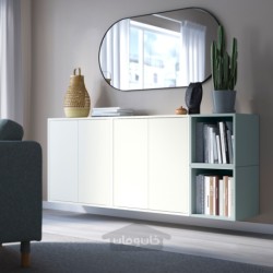 ترکیب کابینت دیواری ایکیا مدل IKEA EKET رنگ سفید/خاکستری-آبی روشن