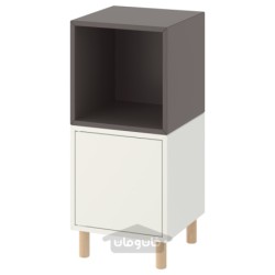 ترکیب کابینت با پایه ها ایکیا مدل IKEA EKET رنگ سفید خاکستری تیره/چوب