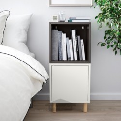 ترکیب کابینت با پایه ها ایکیا مدل IKEA EKET رنگ سفید خاکستری تیره/چوب