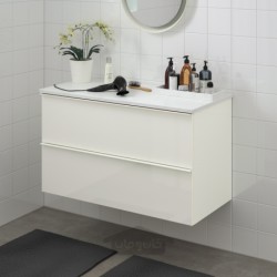 پایه شستشو با 2 کشو ایکیا مدل IKEA GODMORGON / TOLKEN رنگ جلوه مرمر سفید/تخته برگدار