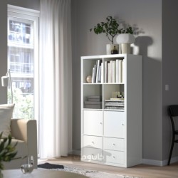 واحد قفسه بندی با 4 محفظه درجی ایکیا مدل IKEA KALLAX رنگ براق/سفید