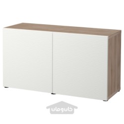 ترکیب ذخیره سازی با درب ایکیا مدل IKEA BESTÅ رنگ اثر گردوی رنگ آمیزی خاکستری / سفید لاکسویکن