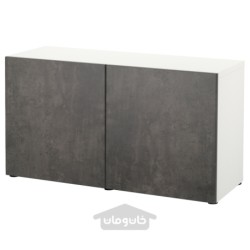 ترکیب ذخیره سازی با درب ایکیا مدل IKEA BESTÅ رنگ سفید کالویکن/اثر بتن خاکستری تیره