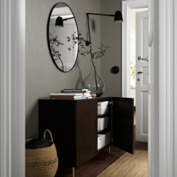 ترکیب ذخیره سازی با درب ایکیا مدل IKEA BESTÅ رنگ مشکی-قهوه ای هتویکن/اسارپ/روکش بلوط رنگ آمیزی شده به رنگ قهوه ای تیره