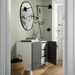 ترکیب ذخیره سازی با درب ایکیا مدل IKEA BESTÅ رنگ سفید/وسترویکن/خاکستری تیره استابارپ