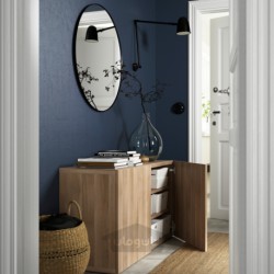 ترکیب ذخیره سازی با درب ایکیا مدل IKEA BESTÅ رنگ اثر گردوی خاکستری رنگ آمیزی شده/اثر گردوی خاکستری رنگ آمیزی شده لاپویکن