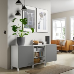 ترکیب ذخیره سازی با درب ایکیا مدل IKEA BESTÅ رنگ سفید/وسترویکن/خاکستری تیره استابارپ