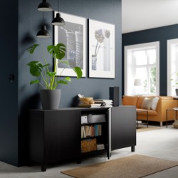 ترکیب ذخیره سازی با درب ایکیا مدل IKEA BESTÅ رنگ مشکی-قهوه ای/لاپویکن/مشکی-قهوه ای استابارپ