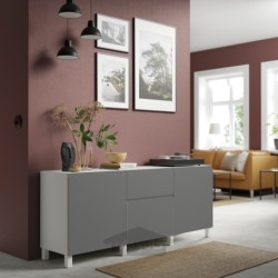 ترکیب ذخیره سازی با کشو ایکیا مدل IKEA BESTÅ رنگ سفید/وسترویکن/خاکستری تیره استابارپ