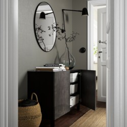 ترکیب ذخیره سازی با درب ایکیا مدل IKEA BESTÅ رنگ مشکی-قهوه ای کالویکن/استابارپ/اثر بتن خاکستری تیره