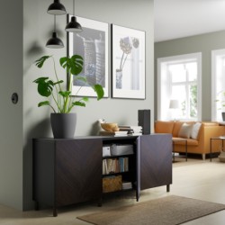 ترکیب ذخیره سازی با درب ایکیا مدل IKEA BESTÅ رنگ مشکی-قهوه ای هتویکن/مجارپ/روکش بلوط رنگ آمیزی شده به رنگ قهوه ای تیره