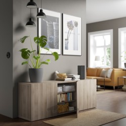 ترکیب ذخیره سازی با درب ایکیا مدل IKEA BESTÅ رنگ اثر گردوی خاکستری رنگ آمیزی شده/اثر گردوی خاکستری رنگ آمیزی شده لاپویکن