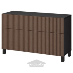 ترکیب ذخیره سازی با درب/کشو ایکیا مدل IKEA BESTÅ رنگ مشکی-قهوه ای بیورکوویکن/استابارپ/روکش بلوط رنگ آمیزی شده قهوه ای