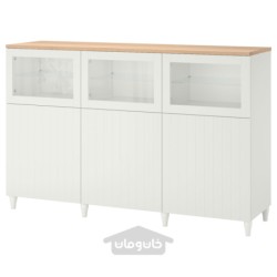 ترکیب ذخیره سازی با درب ایکیا مدل IKEA BESTÅ رنگ سفید/ساترویکن/سفید شیشه شفاف کبارپ