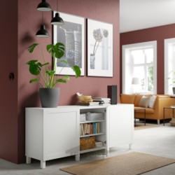 ترکیب ذخیره سازی با درب ایکیا مدل IKEA BESTÅ رنگ سفید/هانویکن/سفید استابارپ