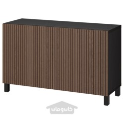 ترکیب ذخیره سازی با درب ایکیا مدل IKEA BESTÅ رنگ مشکی-قهوه ای بیورکوویکن/استابارپ/روکش بلوط رنگ آمیزی شده قهوه ای