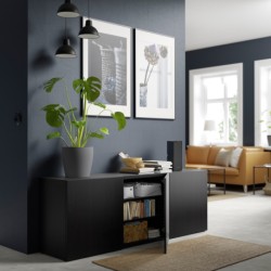 ترکیب ذخیره سازی با درب ایکیا مدل IKEA BESTÅ رنگ مشکی-قهوه ای/ مشکی-قهوه ای لاپویکن