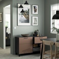 ترکیب ذخیره سازی با درب/کشو ایکیا مدل IKEA BESTÅ رنگ مشکی-قهوه ای/لاپویکن/خاکستری مایل به قهوه ای روشن استابارپ