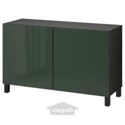 ترکیب ذخیره سازی با درب ایکیا مدل IKEA BESTÅ رنگ مشکی-قهوه ای سلسویکن/استابارپ/سبز زیتونی تیره پر براق