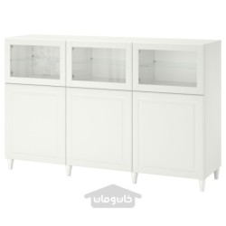 ترکیب ذخیره سازی با درب ایکیا مدل IKEA BESTÅ رنگ سفید/اسمویکن/سفید شیشه شفاف کبارپ