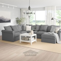 مبل گوشه ای، 5 نفره با شزلون ایکیا مدل IKEA GRÖNLID رنگ خاکستری متوسط لجانگن