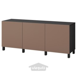 ترکیب ذخیره سازی با درب ایکیا مدل IKEA BESTÅ رنگ مشکی-قهوه ای/لاپویکن/خاکستری مایل به قهوه ای روشن استابارپ