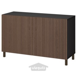 ترکیب ذخیره سازی با درب ایکیا مدل IKEA BESTÅ رنگ مشکی-قهوه ای بیورکوویکن/مجارپ/روکش بلوط رنگ آمیزی شده قهوه ای