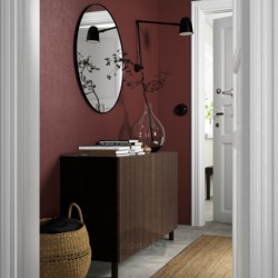 ترکیب ذخیره سازی با درب ایکیا مدل IKEA BESTÅ رنگ مشکی-قهوه ای بیورکوویکن/مجارپ/روکش بلوط رنگ آمیزی شده قهوه ای