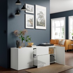 ترکیب ذخیره سازی با کشو ایکیا مدل IKEA BESTÅ رنگ سفید/ سفید لاپویکن