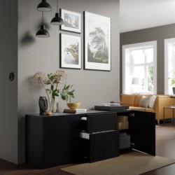 ترکیب ذخیره سازی با کشو ایکیا مدل IKEA BESTÅ رنگ مشکی-قهوه ای/ مشکی-قهوه ای لاپویکن