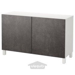 ترکیب ذخیره سازی با درب ایکیا مدل IKEA BESTÅ رنگ سفید کالویکن/استابارپ/اثر بتن خاکستری تیره