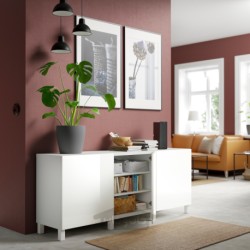 ترکیب ذخیره سازی با درب ایکیا مدل IKEA BESTÅ رنگ سفید/سلسویکن/براق استابارپ/سفید
