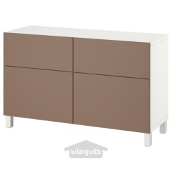 ترکیب ذخیره سازی با درب/کشو ایکیا مدل IKEA BESTÅ رنگ سفید/لاپویکن/خاکستری مایل به قهوه ای روشن استابارپ