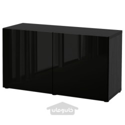 ترکیب ذخیره سازی با درب ایکیا مدل IKEA BESTÅ رنگ مشکی-قهوه ای/براق سلسویکن/مشکی