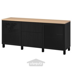 ترکیب ذخیره سازی با کشو ایکیا مدل IKEA BESTÅ رنگ مشکی سیندویک/لاپویکن/مشکی-قهوه ای استابارپ
