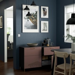 ترکیب ذخیره سازی با درب/کشو ایکیا مدل IKEA BESTÅ رنگ مشکی-قهوه ای/هیورتویکن/قهوه ای اوسارپ