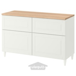 ترکیب ذخیره سازی با درب/کشو ایکیا مدل IKEA BESTÅ رنگ سفید/اسمویکن/سفید کبارپ