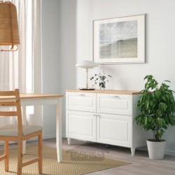 ترکیب ذخیره سازی با درب/کشو ایکیا مدل IKEA BESTÅ رنگ سفید/اسمویکن/سفید کبارپ