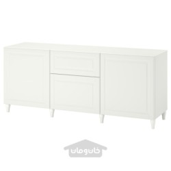 ترکیب ذخیره سازی با کشو ایکیا مدل IKEA BESTÅ رنگ سفید/اسمویکن/سفید کبارپ