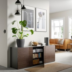 ترکیب ذخیره سازی با درب ایکیا مدل IKEA BESTÅ رنگ مشکی-قهوه ای/ براق سلسویکن/قهوه ای