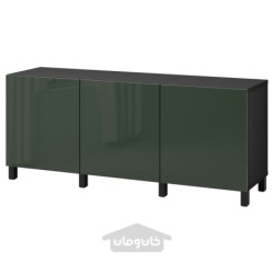 ترکیب ذخیره سازی با درب ایکیا مدل IKEA BESTÅ رنگ مشکی-قهوه ای سلسویکن/استابارپ/سبز زیتونی تیره پر براق
