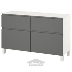 ترکیب ذخیره سازی با درب/کشو ایکیا مدل IKEA BESTÅ رنگ سفید/وسترویکن/خاکستری تیره استابارپ