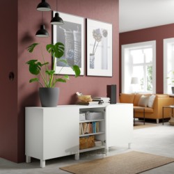ترکیب ذخیره سازی با درب ایکیا مدل IKEA BESTÅ رنگ سفید/لاکسویکن/سفید استابارپ