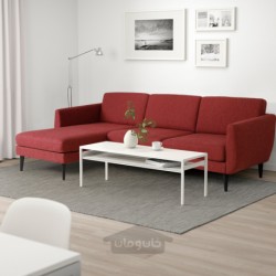 مبل راحتی 4 نفره با شزلون ایکیا مدل IKEA SMEDSTORP رنگ قرمز لجده/قهوه ای